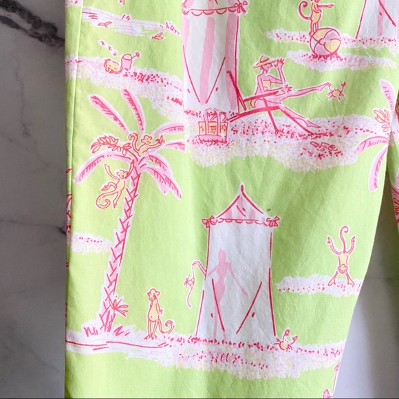 HTF Lilly Pulitzer Y2K VTG Cabana Banana Capri Pants Whimsical Monkey Size 6 - Picture 6 of 8
